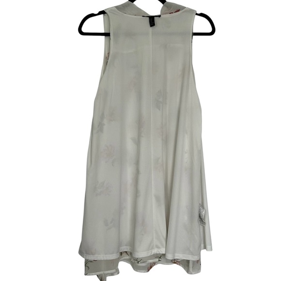 FOREVER 21 Women’s‎ Mini Babydoll Dress White Floral Chiffon Halter Tie Lined M - Picture 4 of 14